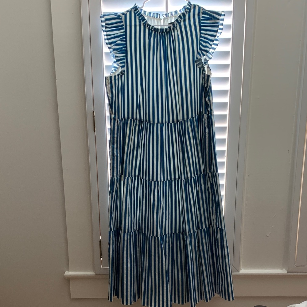 J. Crew Blue and White Striped Dress
